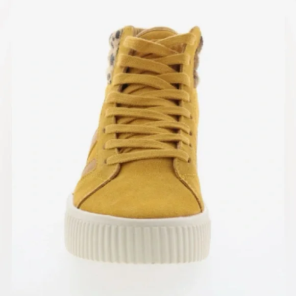 Gola Mustard High-Tops with Leopard Accent Size 7 - Picture 3 of 7
